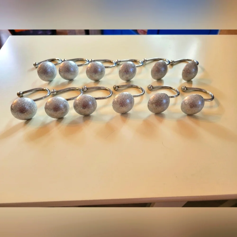 Sparkling Stainless Steel Shower Hooks Set of 12